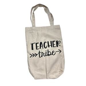 Cream and Black Teacher Tribe  Canvas Graphic Tote Bag Accessory